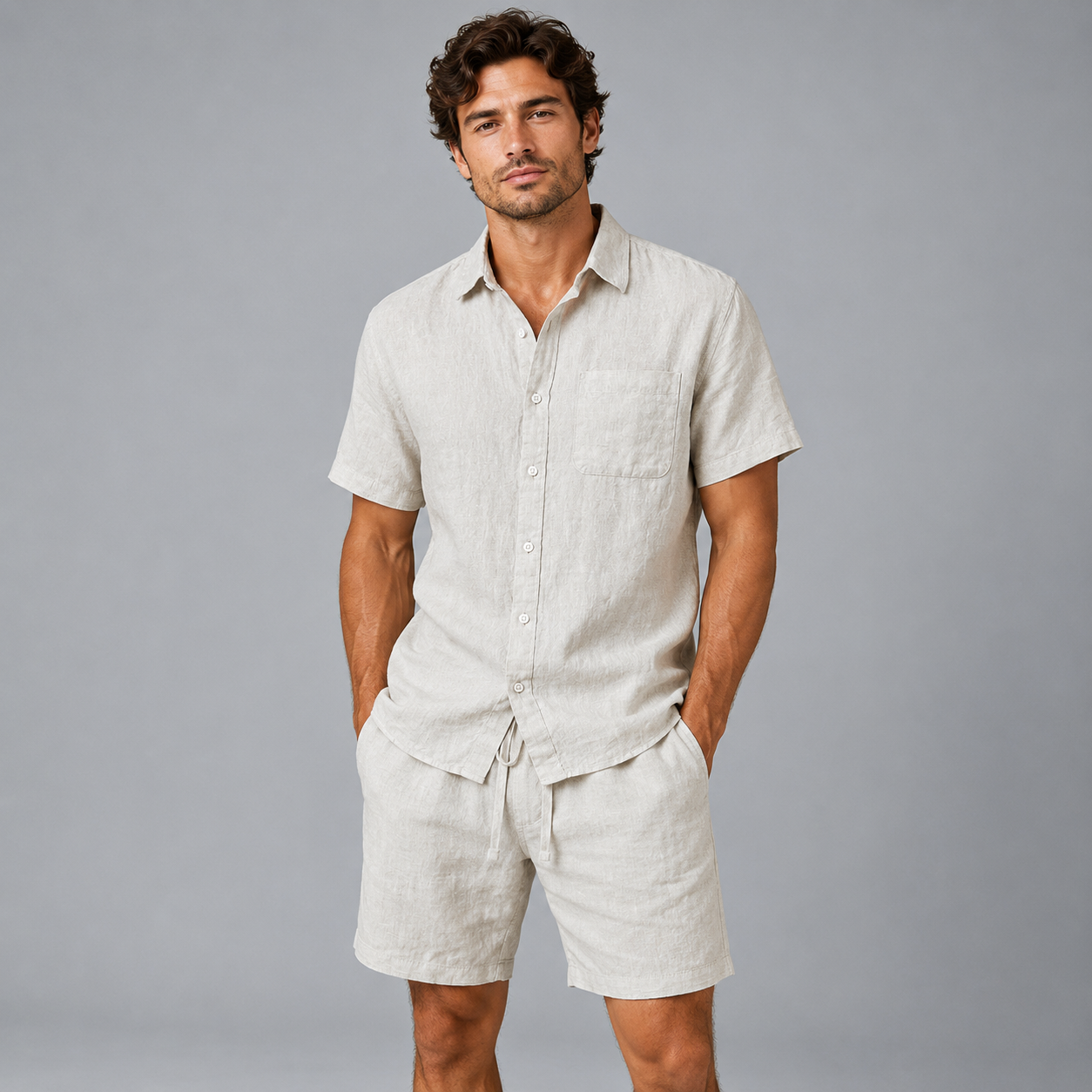 Men’s Linen Short-Sleeve Set
