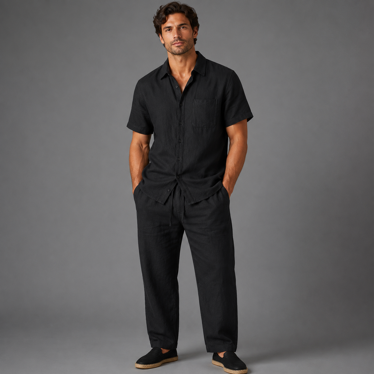 Men’s Linen Short-Sleeve Set