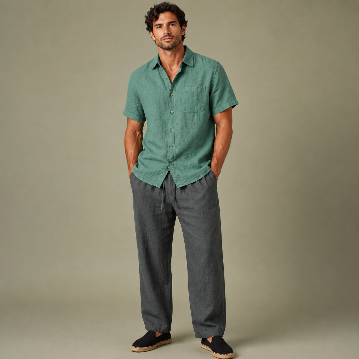 Men’s Linen Short-Sleeve Set