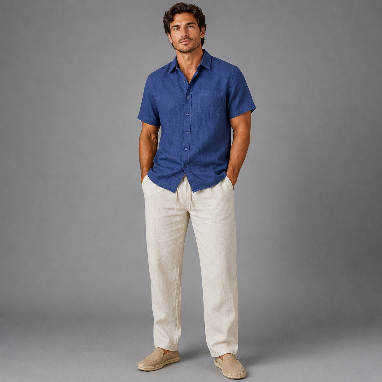 Men’s Linen Short-Sleeve Set