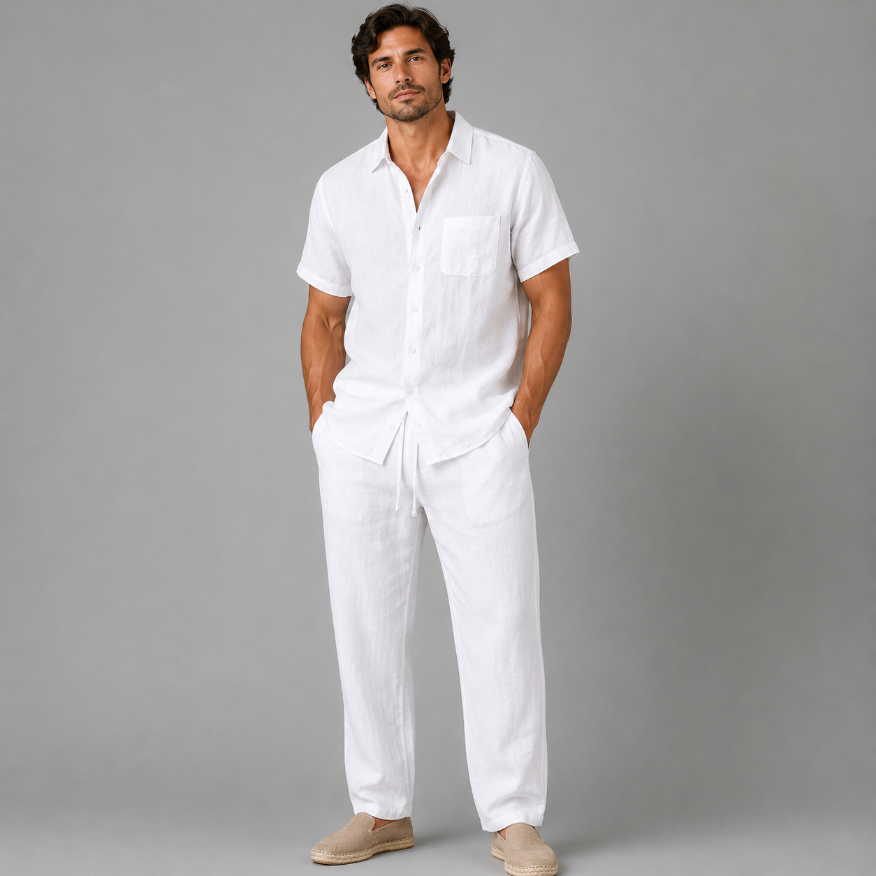 Men’s Linen Short-Sleeve Set