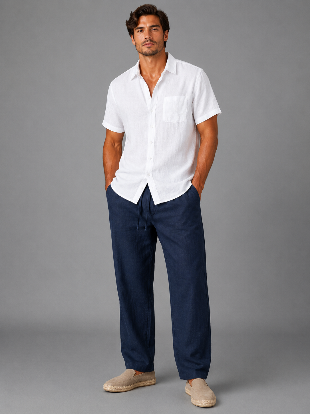 Men’s Linen Short-Sleeve Set