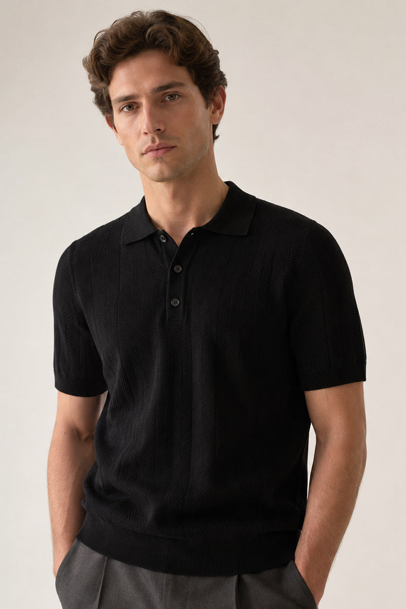 Men's Summer Knit Polo Shirt Golden Whisper