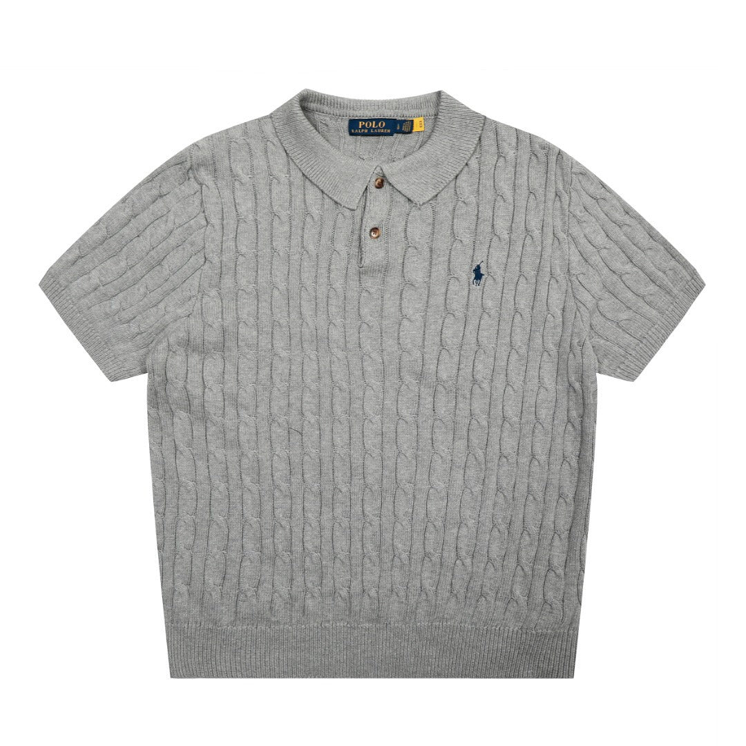 Men’s Cable-Knit Polo Shirt
