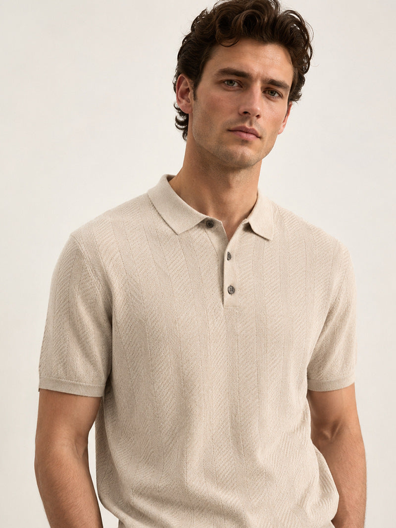 Men's Summer Knit Polo Shirt Golden Whisper
