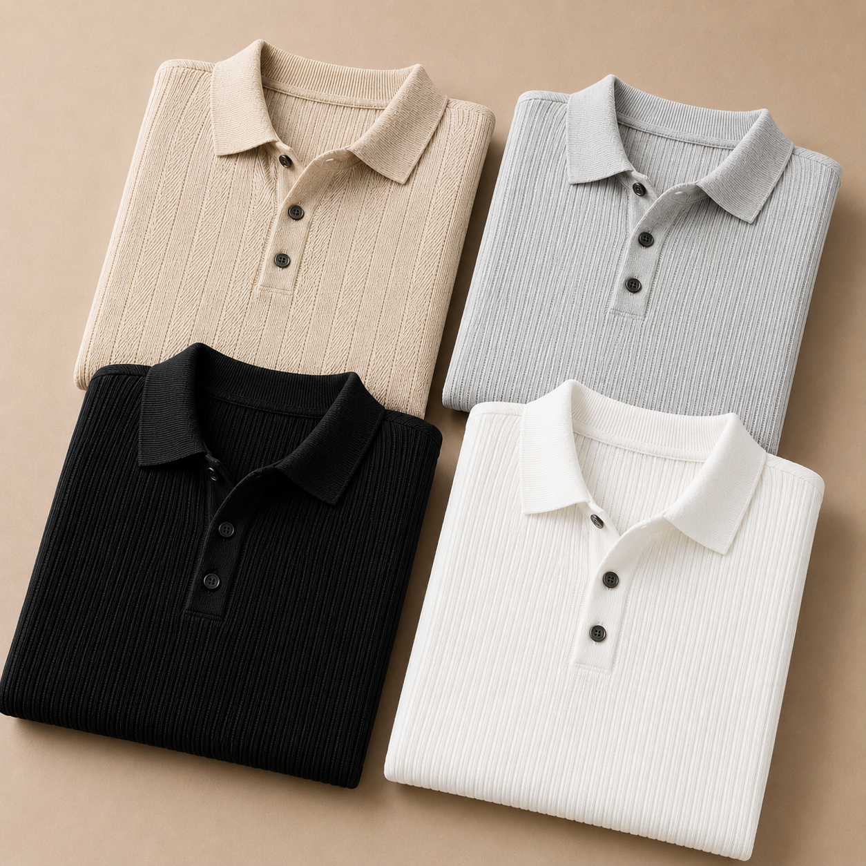 Men's Summer Knit Polo Shirt Golden Whisper