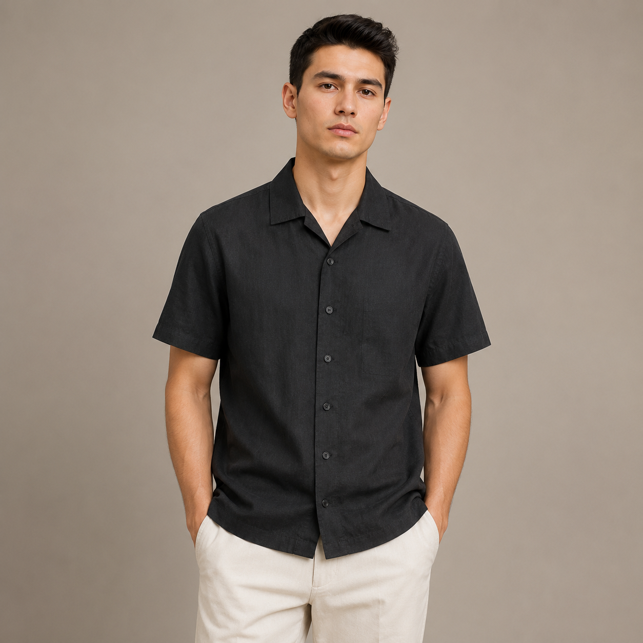 Men’s Linen Short-Sleeve Shirt