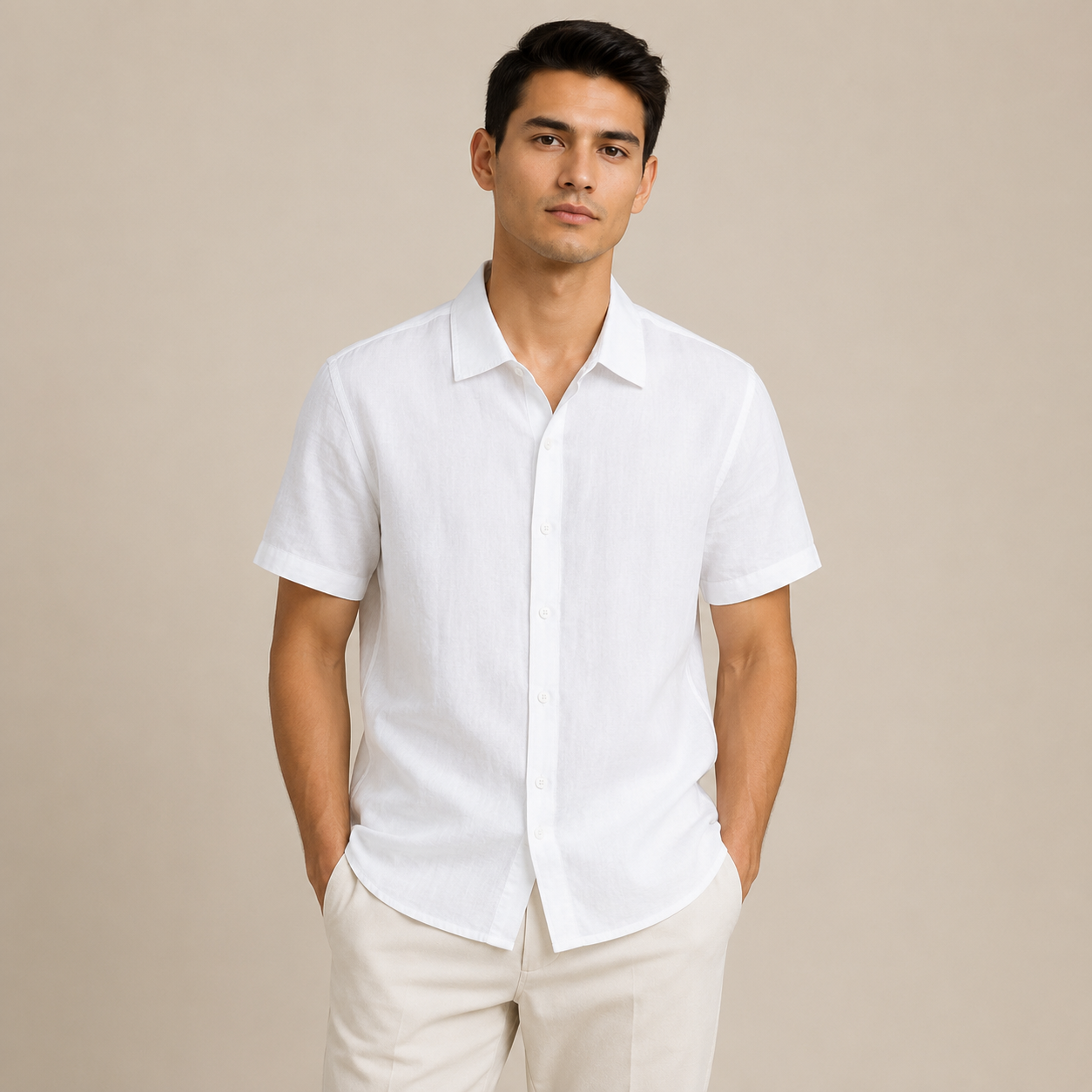 Men’s Linen Short-Sleeve Shirt