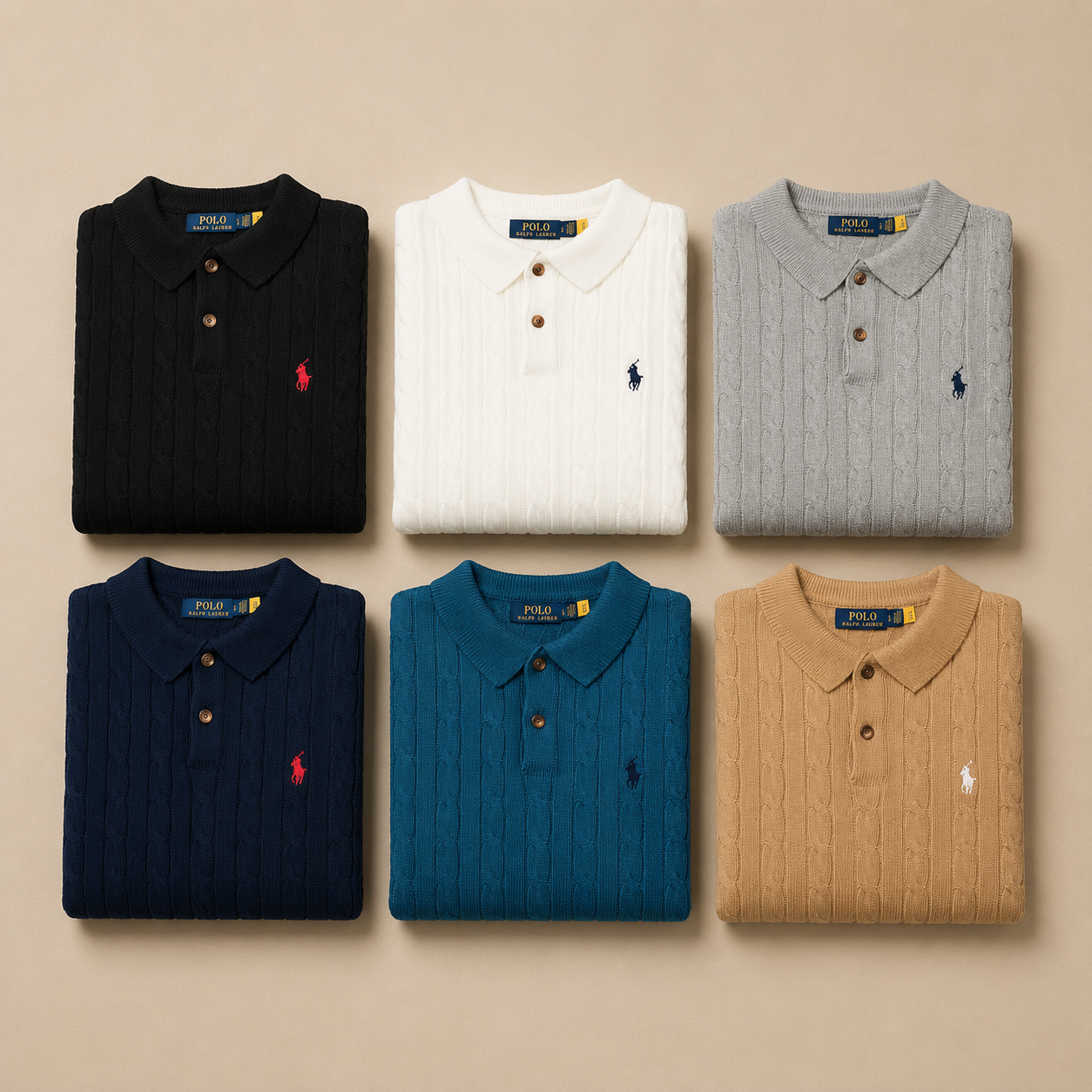 Men’s Cable-Knit Polo Shirt
