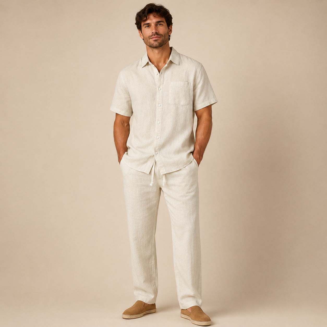 Men’s Linen Short-Sleeve Set