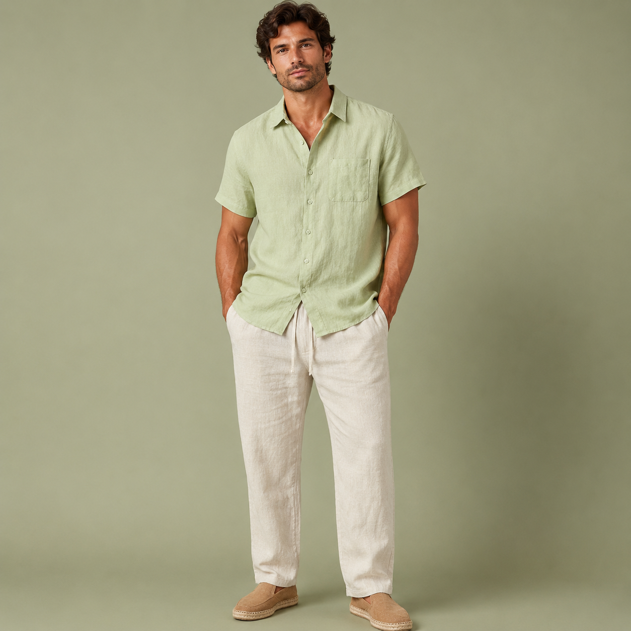 Men’s Linen Short-Sleeve Set