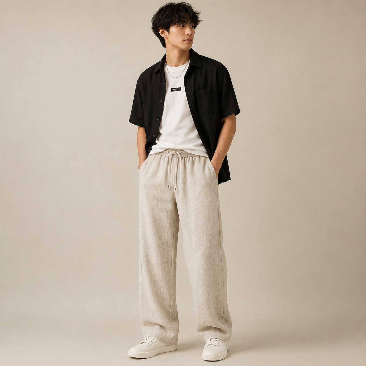 Men’s Wide-Leg Casual Trousers