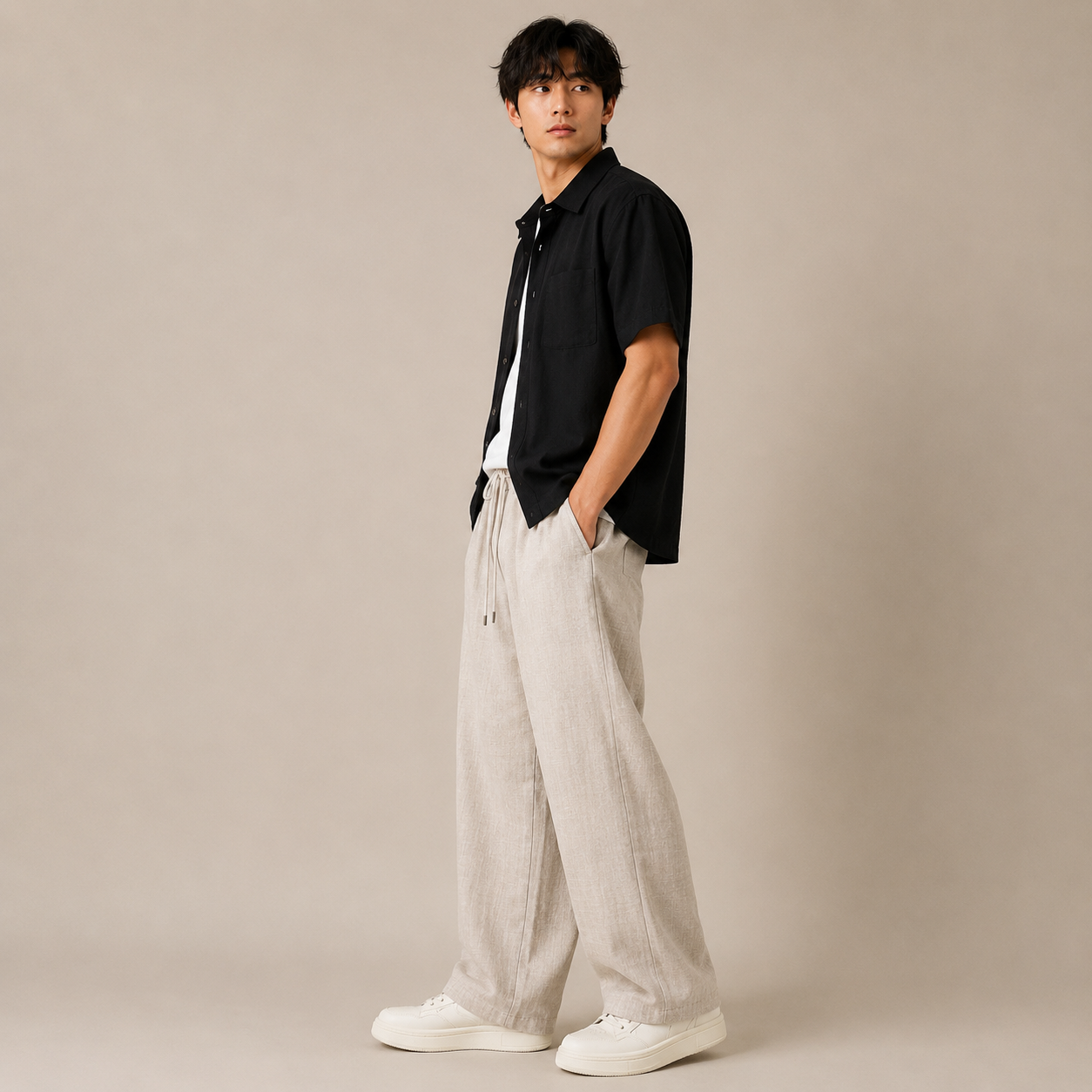 Men’s Wide-Leg Casual Trousers