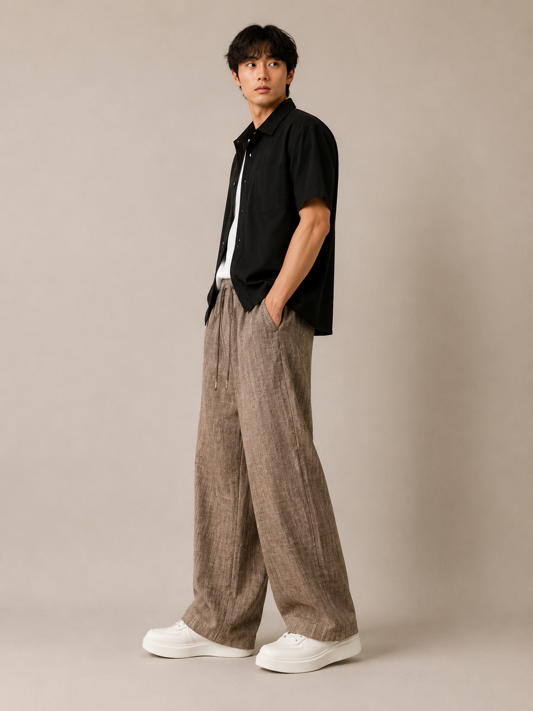 Men’s Wide-Leg Casual Trousers