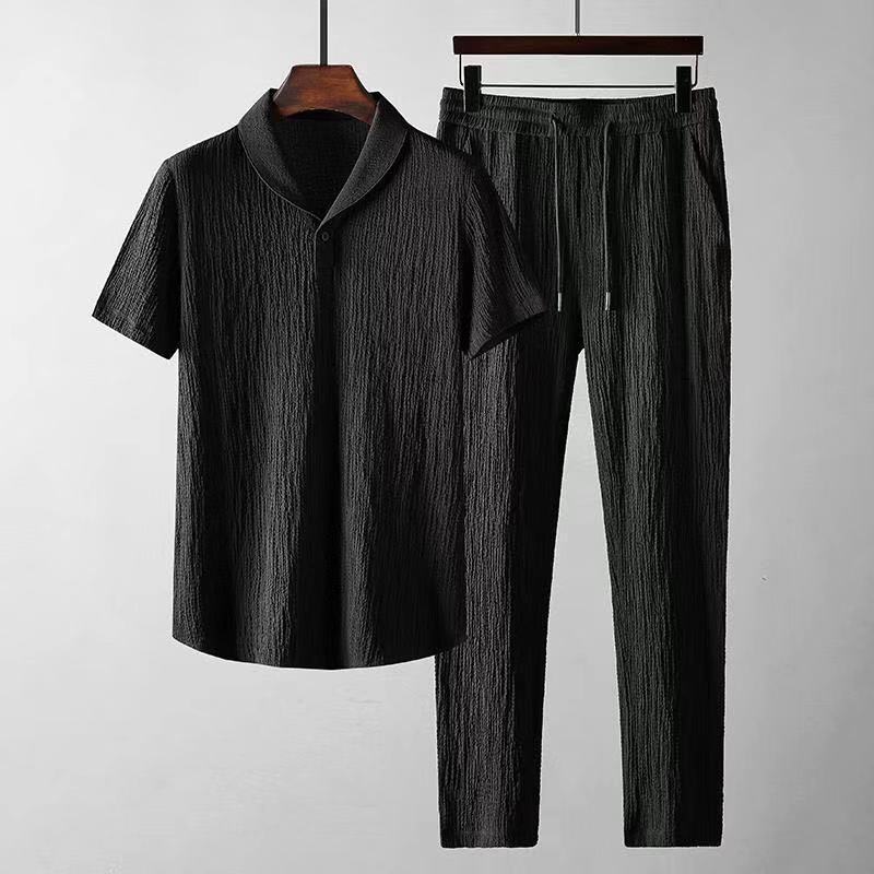 Men's Ice Silk Textured Sports Set