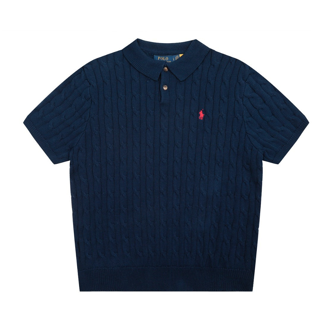 Men’s Cable-Knit Polo Shirt