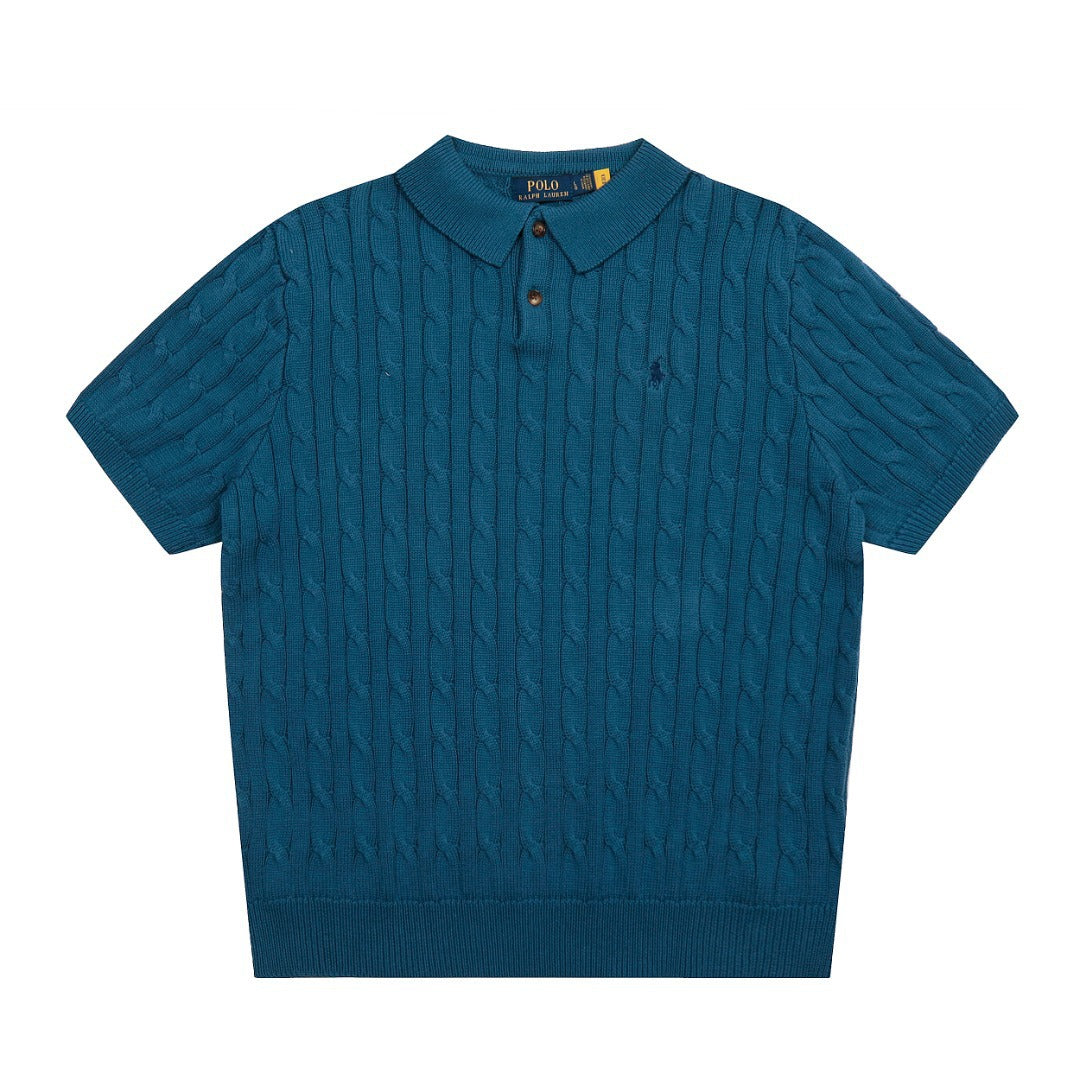 Men’s Cable-Knit Polo Shirt