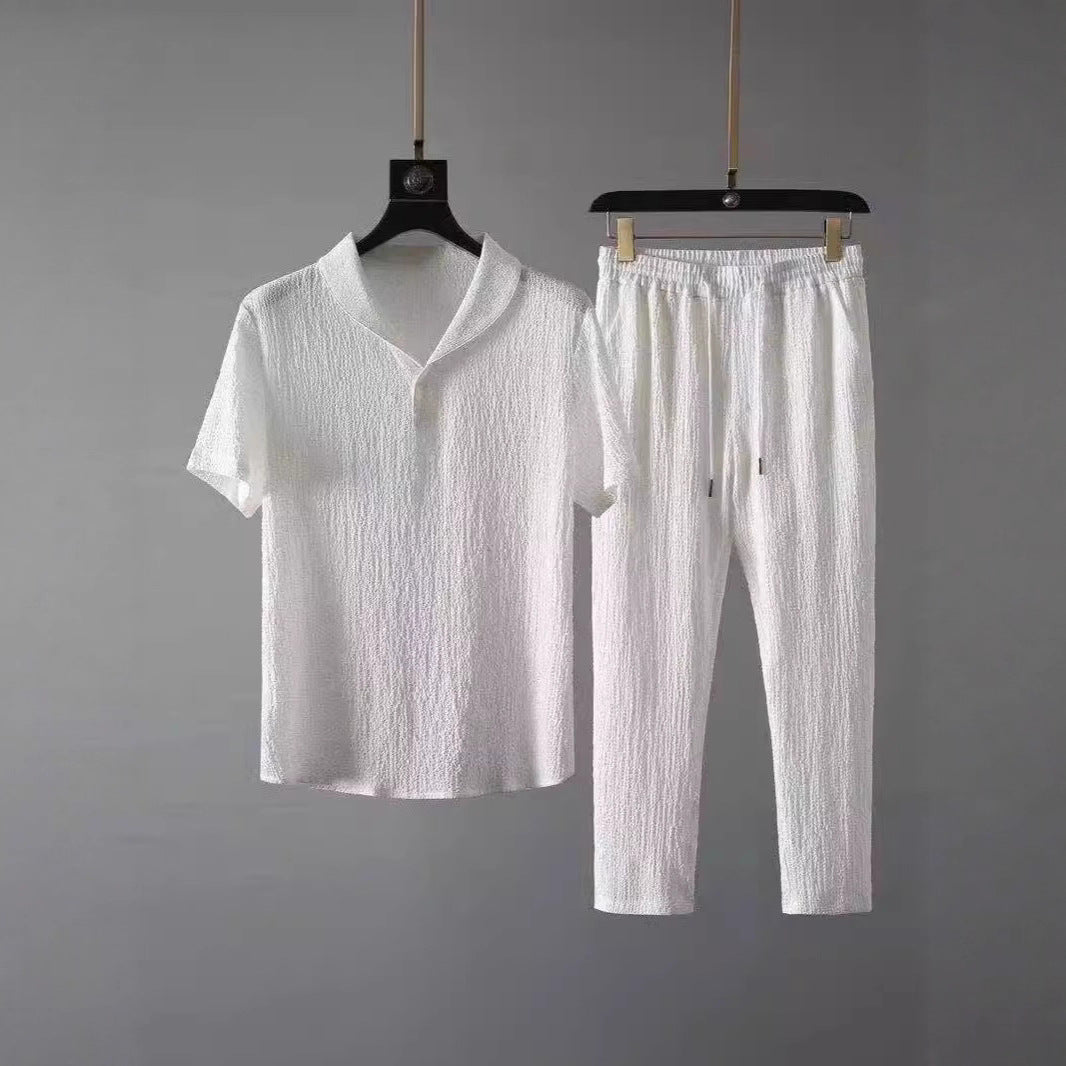 Men's Ice Silk Textured Sports Set