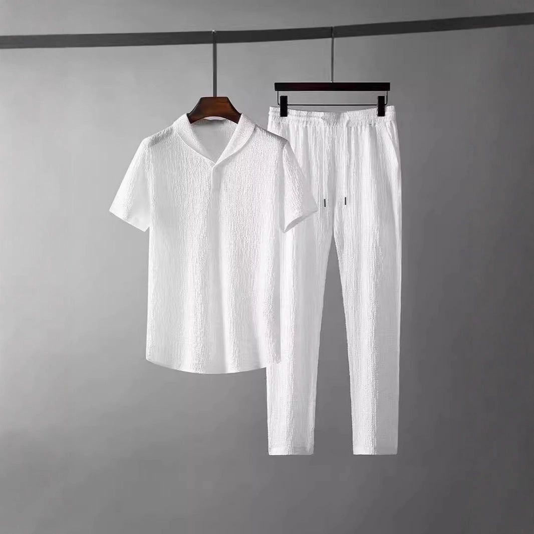 Men's Ice Silk Textured Sports Set