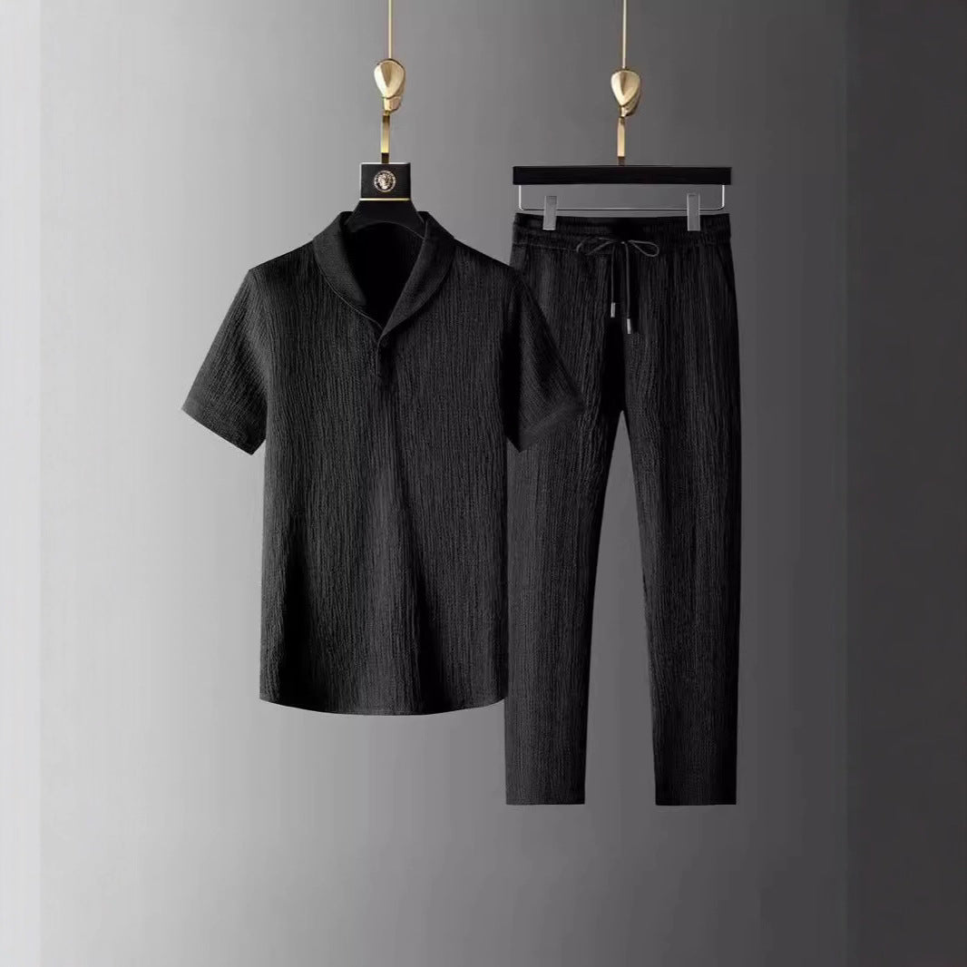 Men's Ice Silk Textured Sports Set