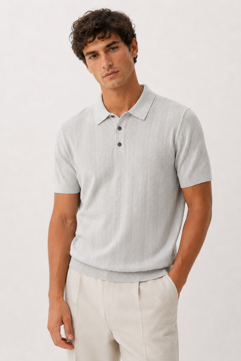 Men's Summer Knit Polo Shirt Golden Whisper