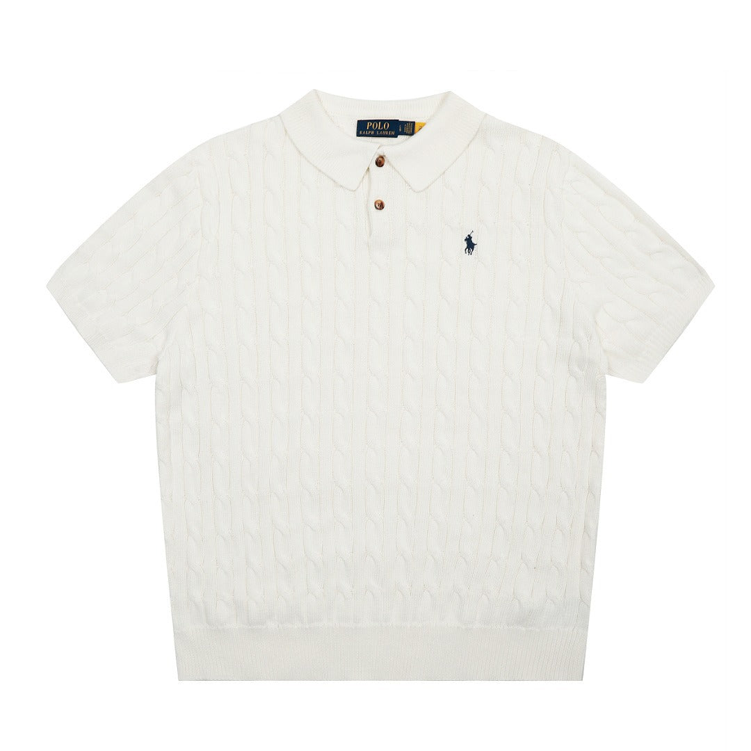 Men’s Cable-Knit Polo Shirt