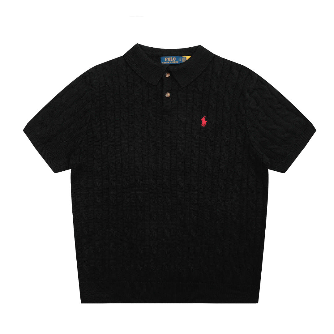 Men’s Cable-Knit Polo Shirt