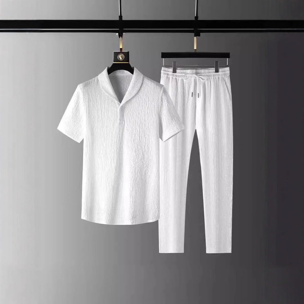 Men's Ice Silk Textured Sports Set