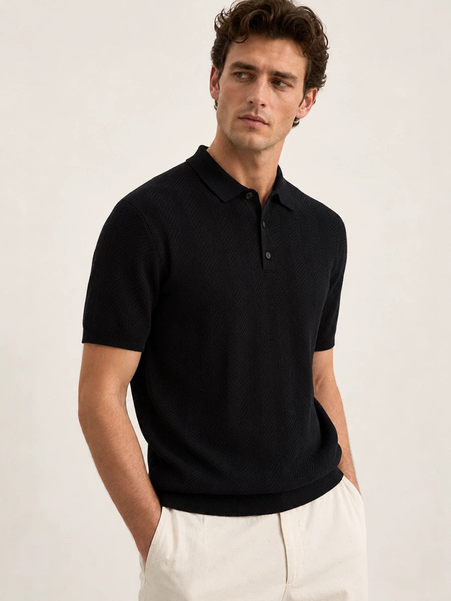 Men's Summer Knit Polo Shirt Golden Whisper
