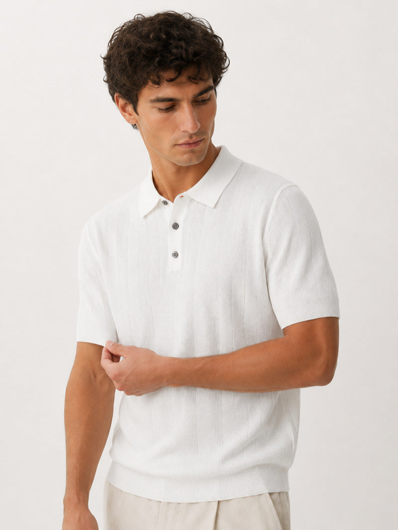 Men's Summer Knit Polo Shirt Golden Whisper