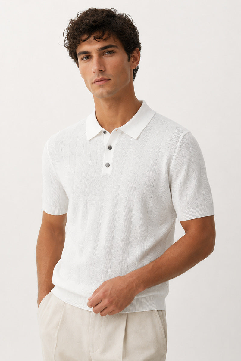 Men's Summer Knit Polo Shirt Golden Whisper
